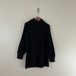 Free People Eleven Black Chunky Knit Turtleneck Sweater Size Medium